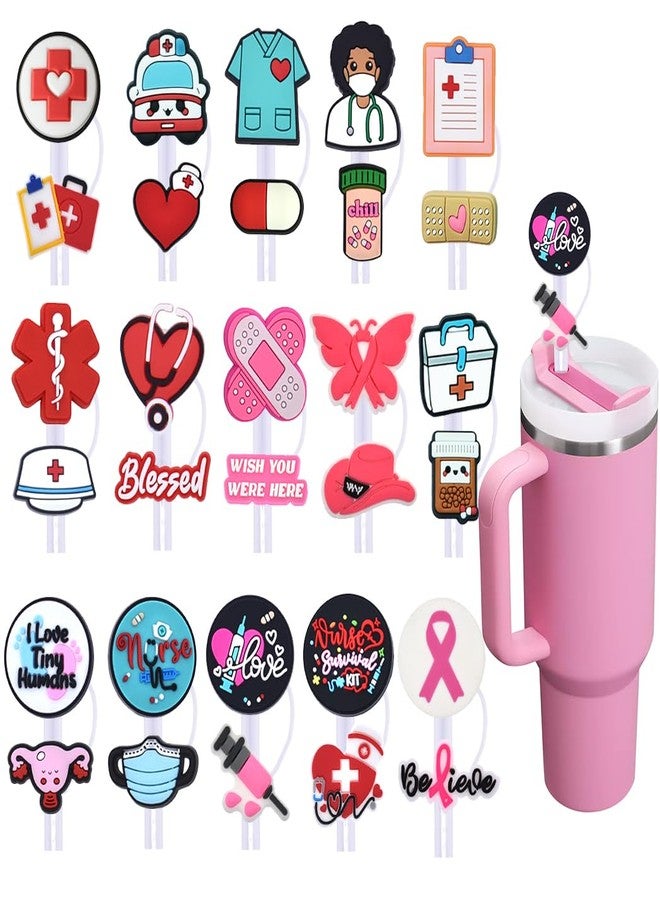 XHAOYEAHX 15Pcs Silicone Straw Covers Cap for Stanley Cup 20 30&40 Oz Cup, Medicals Nurse Straw Toppers for Stanley 40 Oz Tumbler 10mm 0.4in Lid Accessories - Image 1
